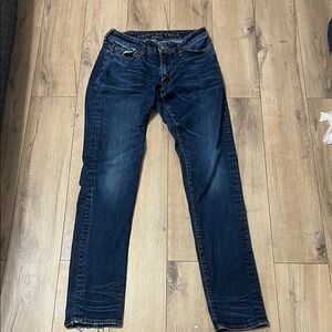 American Eagle Outfitters Blue Denim Jeans with Gold Stitching